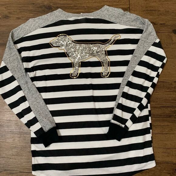 Victoria’s Secret Pink Bling Stripe Dog Tshirt/ Leggings Outfit set S - Picture 3 of 11